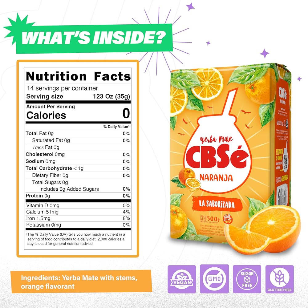CBSé Yerba Mate Orange Flavor Loose Leaf Tea - 500g - image 6