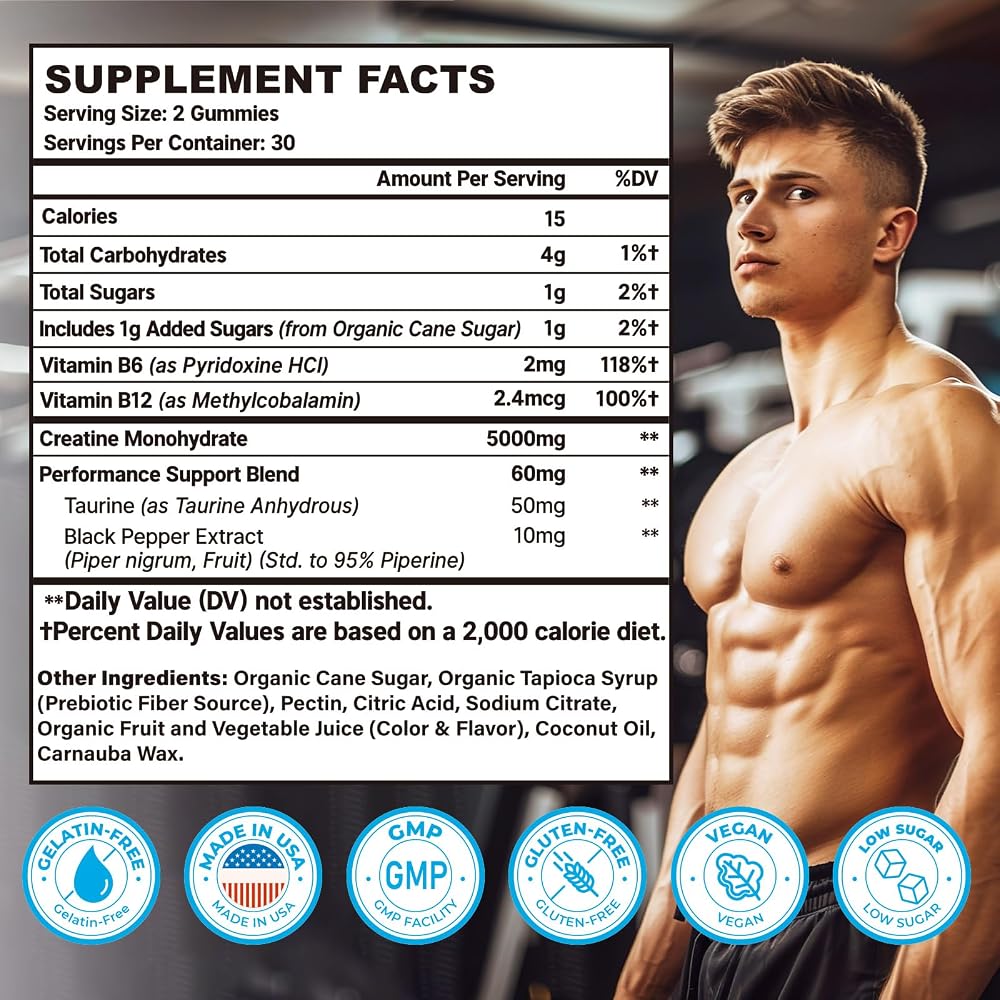 Euapeark Creatine Monohydrate Gummies for Muscle & Strength - 120 Gummies - image 2