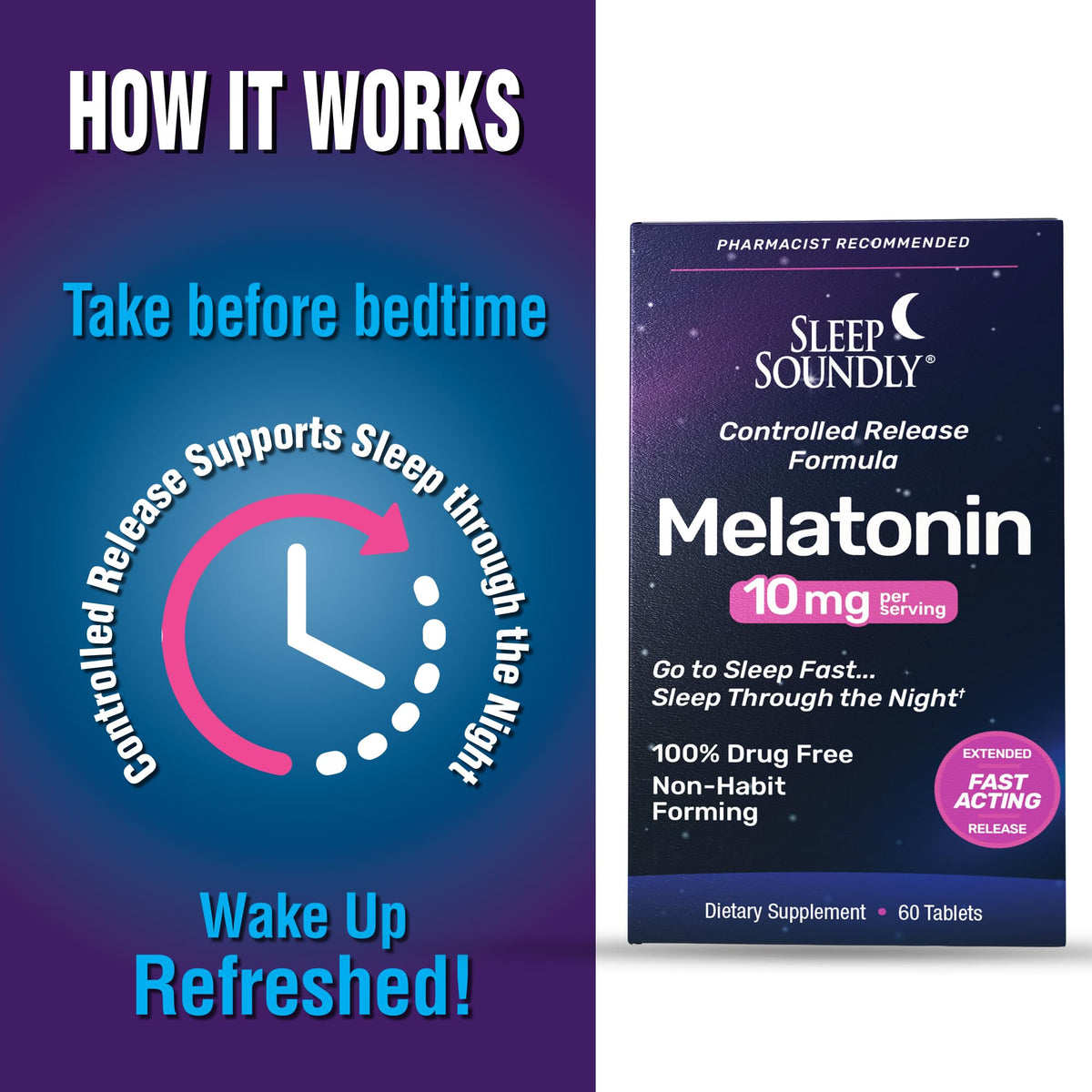 Sleep Soundly Melatonin 10mg Extended Release Sleep Support - 60 Tablets - image 2