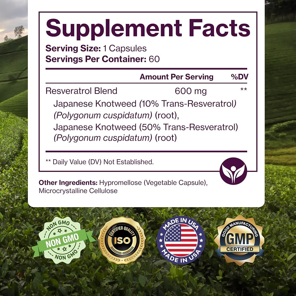 Pure Micronutrients Resveratrol 600mg Trans-Resveratrol - 60 Vegan Capsules - image 6
