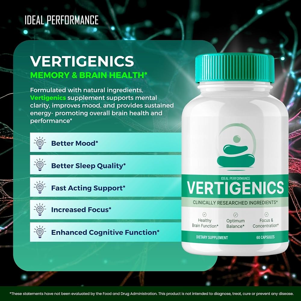 IDEAL PERFORMANCE Vertigenics Brain Supplements Memory & Focus - 60 Capsules - image 4