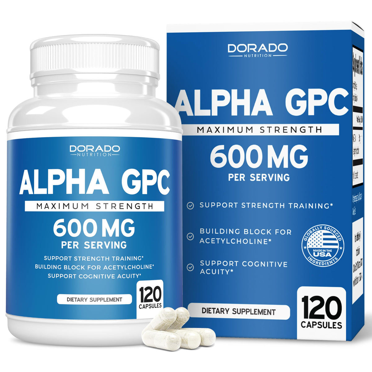 Dorado Nutrition Alpha GPC Choline 600mg - 120 Capsules