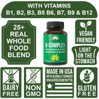Peak Performance Vegan B-Complex Vitamin Supplements - 90 Capsules - image 3