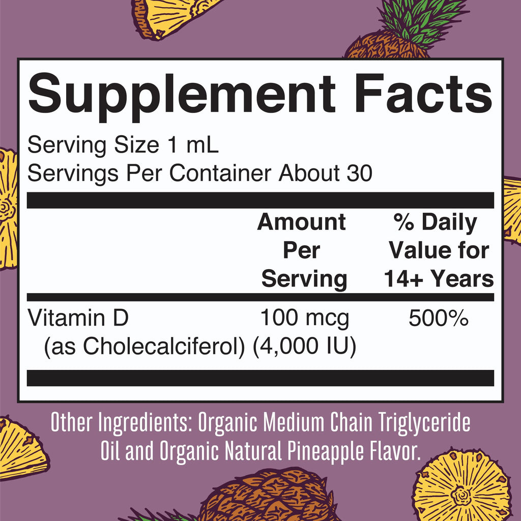 MARYRUTH'S Organic Vitamin D3 Liquid Drops Pineapple - 1 Fl Oz - image 2