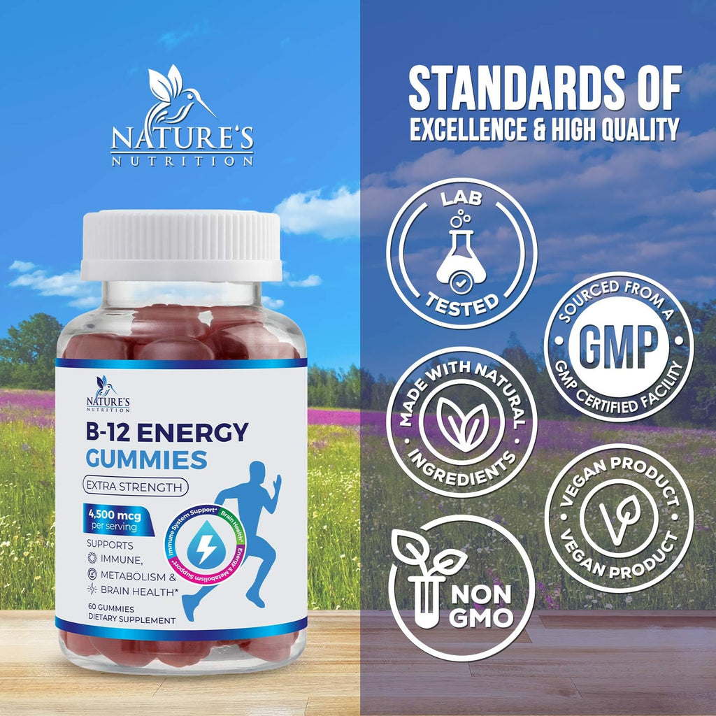Nature's Nutrition Vitamin B12 Energy Gummies - 4500 mcg Extra