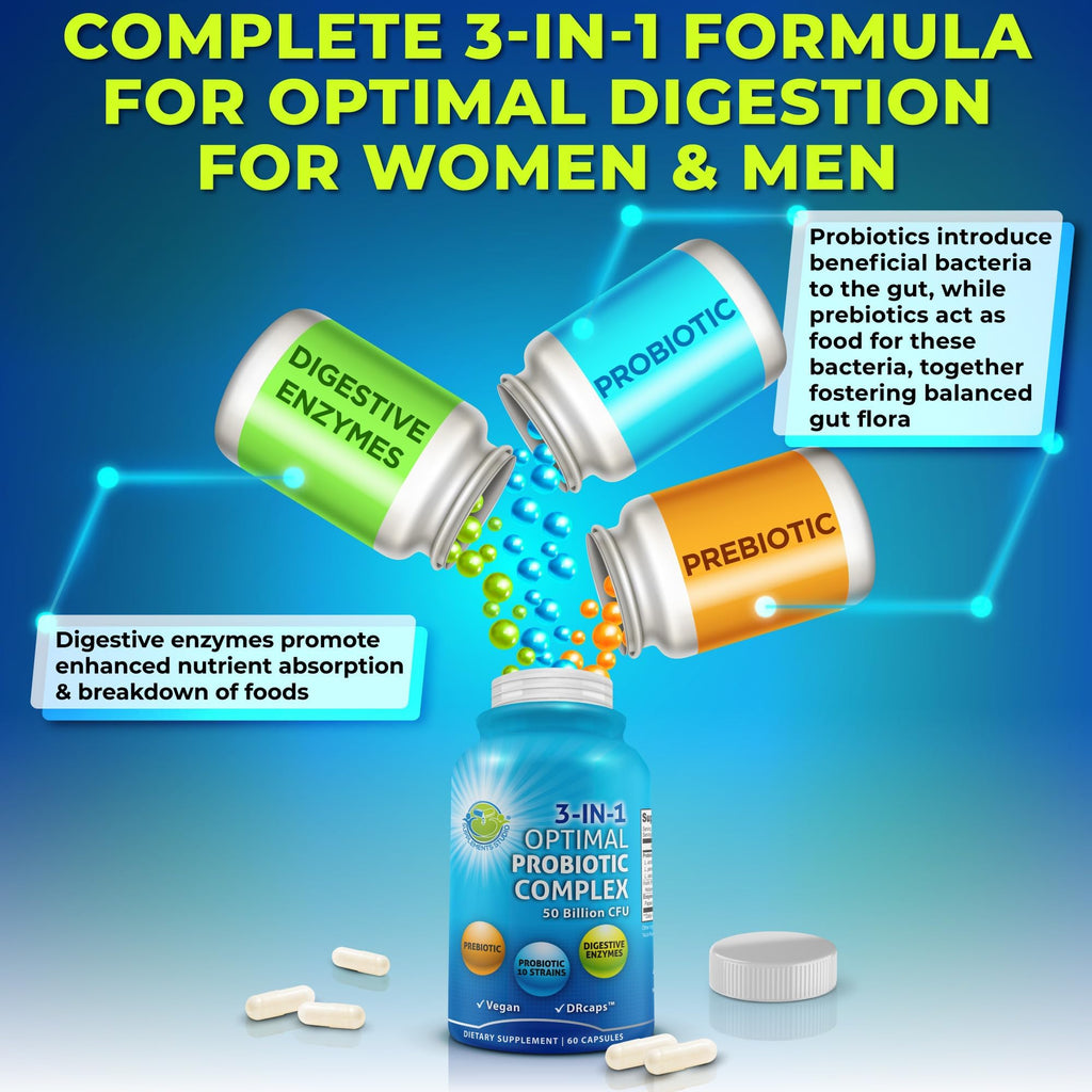 SUPPLEMENTS STUDIO Probiotic Prebiotic Digestive Enzymes 3-in-1 - 60 Capsules - image 2