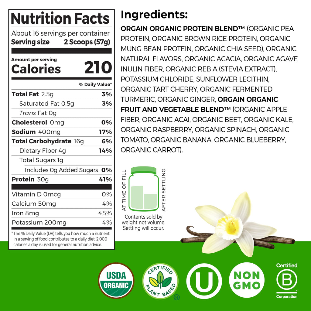 Orgain Organic 30g Vegan Plant Protein Powder