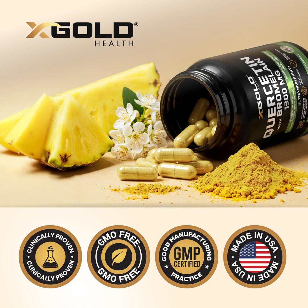 X Gold Health Quercetin with Bromelain 1300 mg - 120 Vegetarian Capsules - image 6
