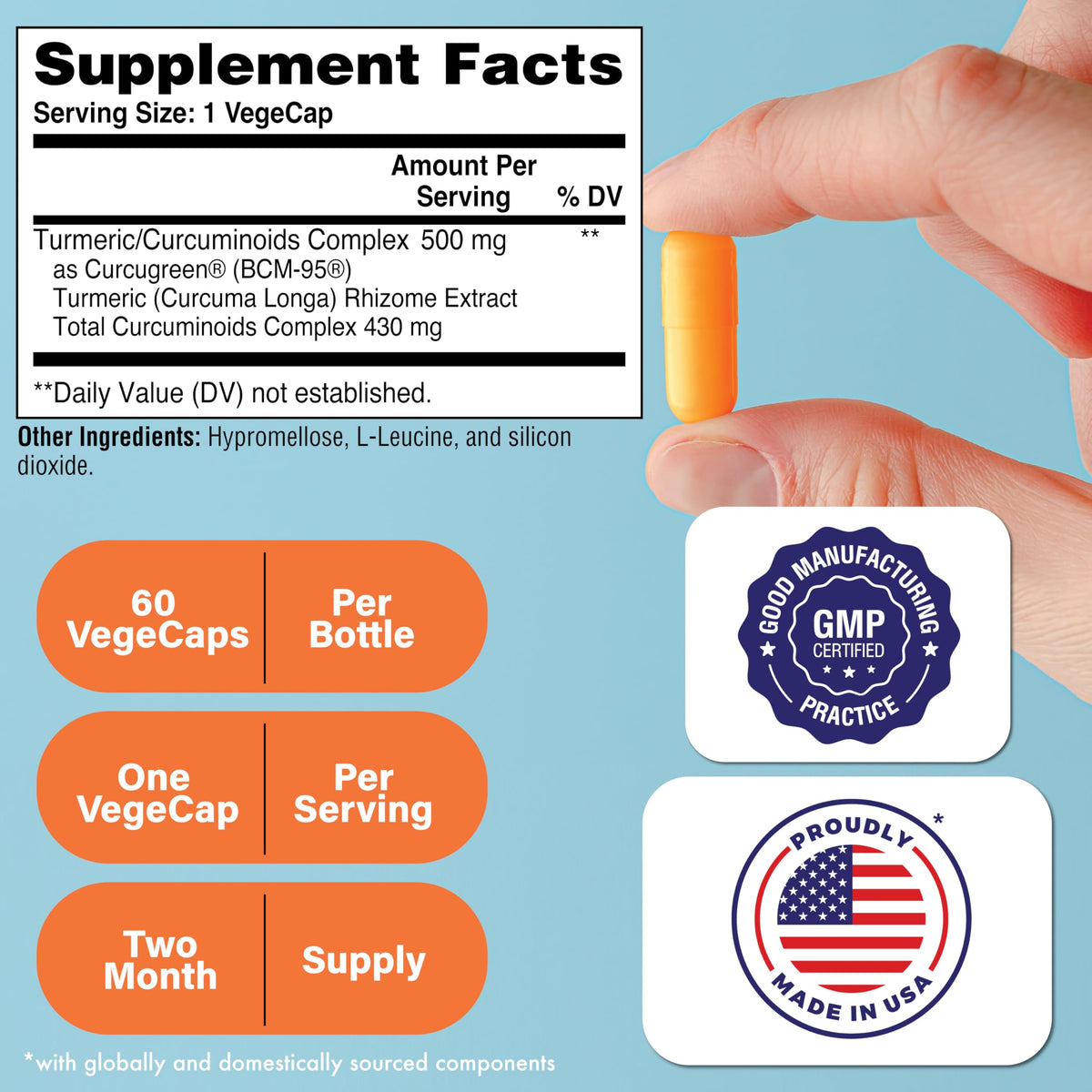 Health Thru Nutrition Turmeric Curcumin Complex 500mg Supplement