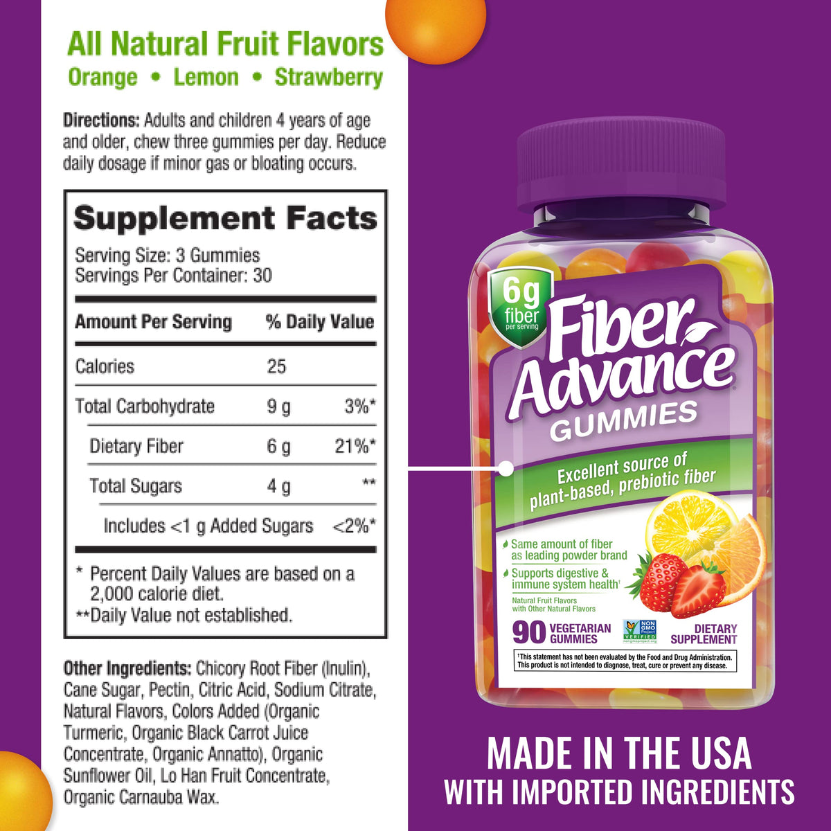 Fiber Advance Gummies Plant-Based Fiber Supplement - 90 Count - image 2