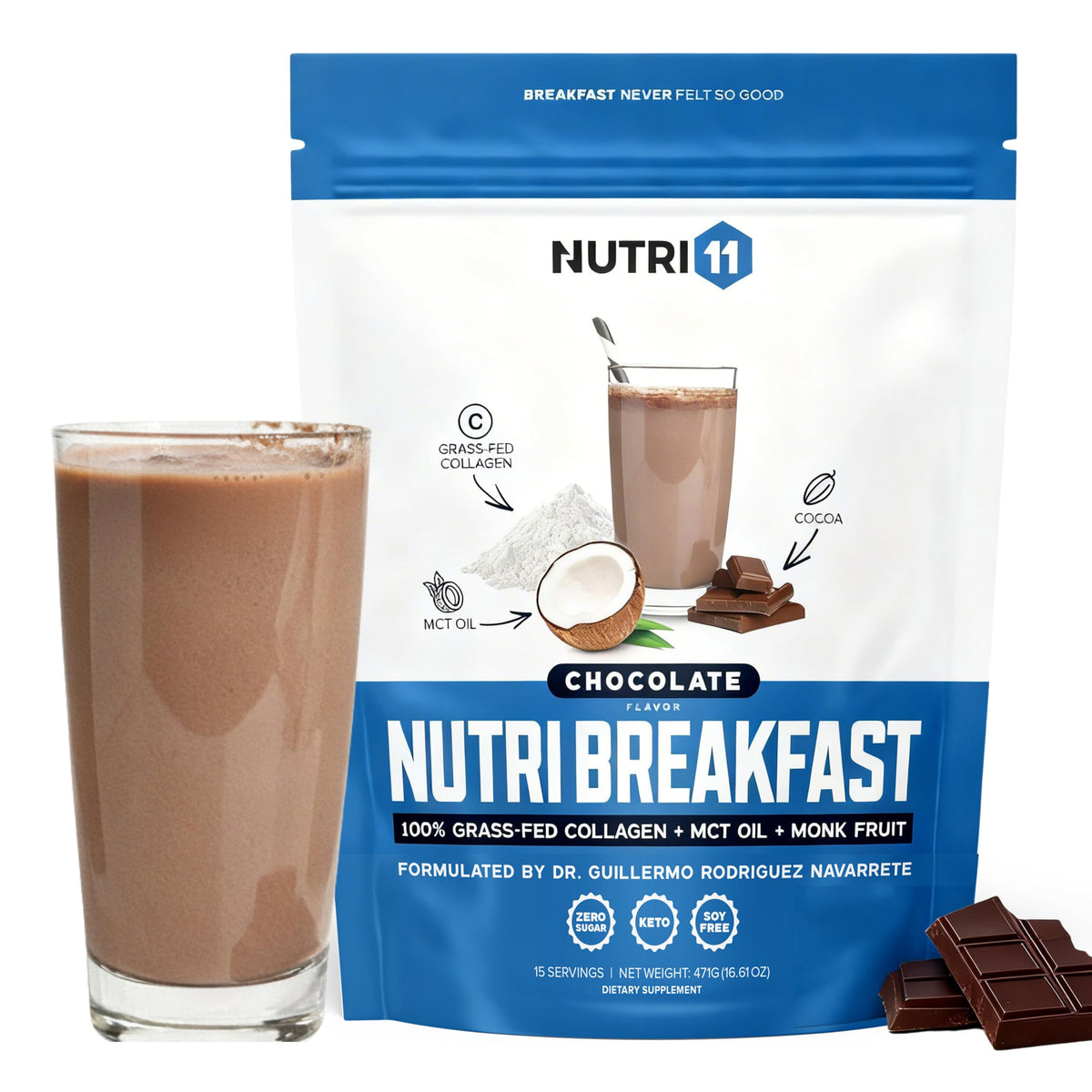 Nutri11 NutriBreakfast Keto Protein Collagen Powder - 15.9 oz