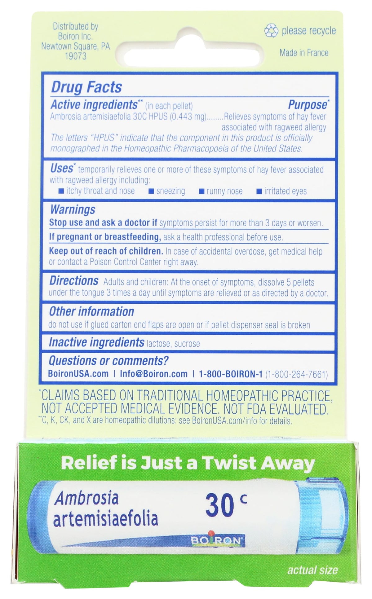 Boiron Ambrosia 30C Ragweed Allergy Relief, 80 CT - image 2