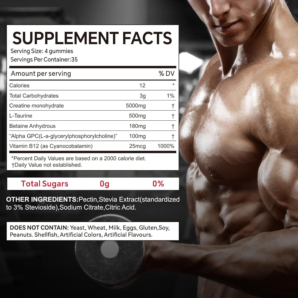 Hurdilen Creatine Monohydrate Gummies 5000mg - 140 Count - image 2