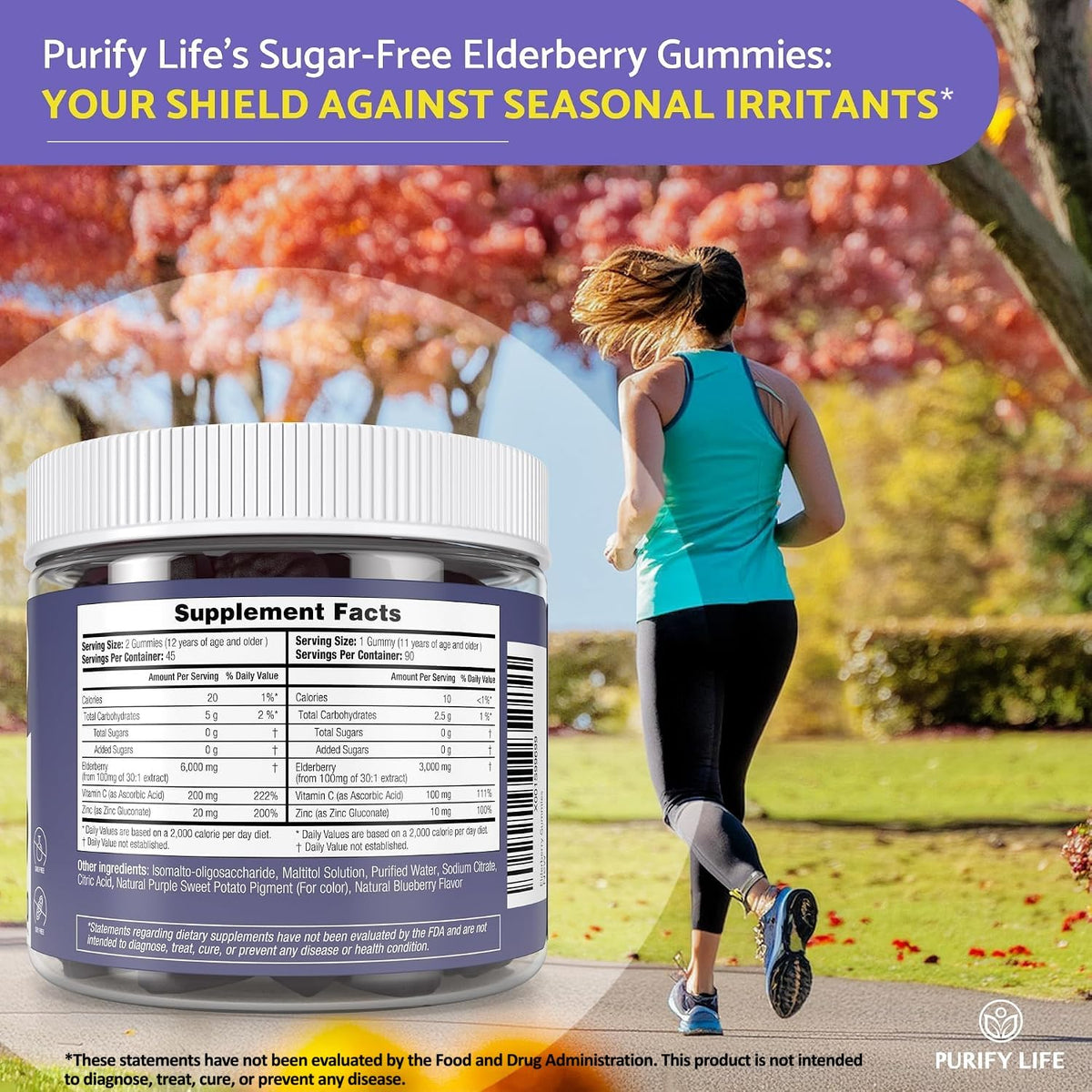 Purify Life Sugar-Free Elderberry Gummies with Vitamin C & Zinc - 90ct - image 4