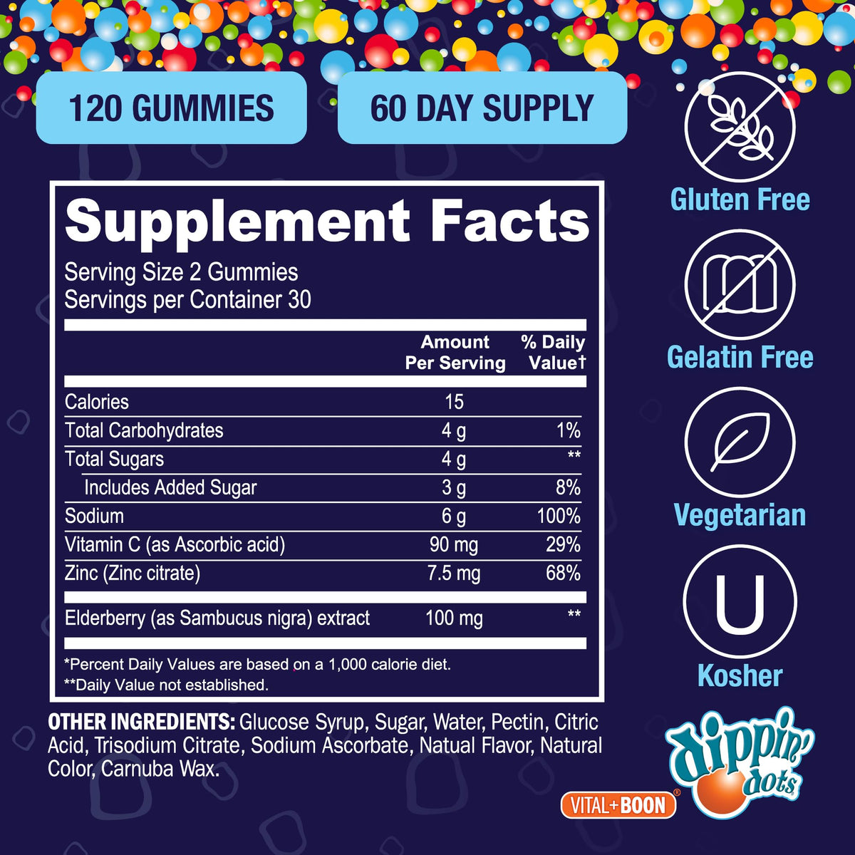 Vital+Boon Dippin’ Dots - Elderberry Gummies with Vitamin C & Zinc