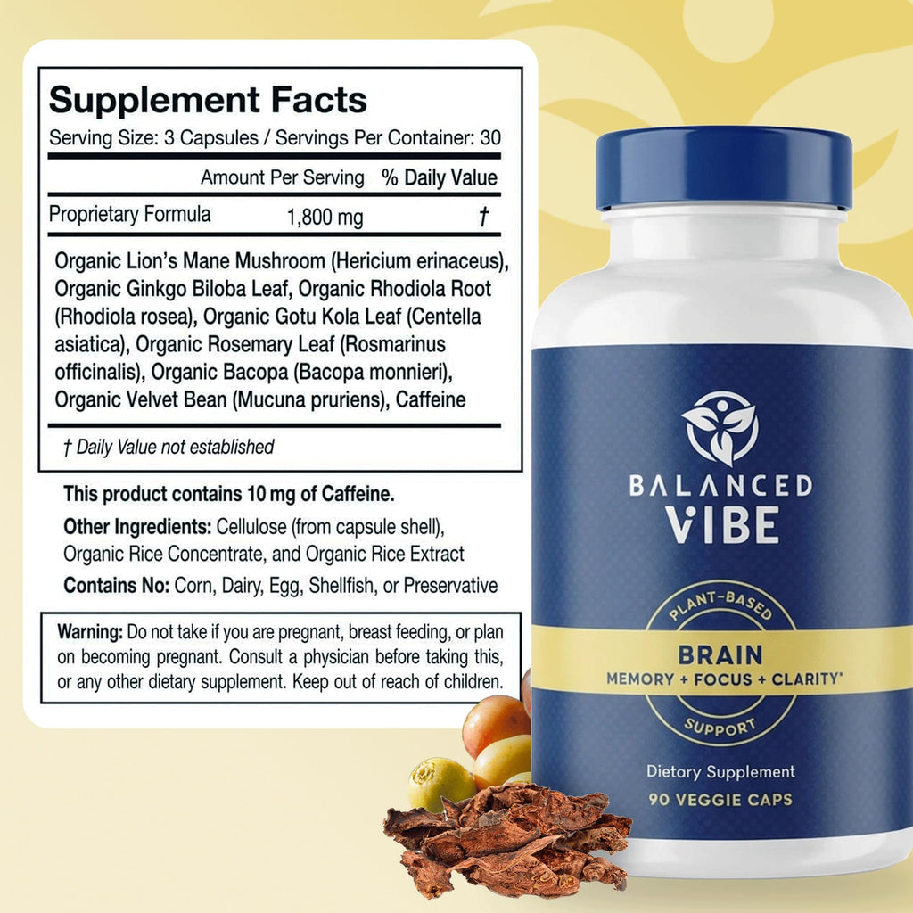 Balanced Vibe Brain Supplement 8 in 1 with Lion's Mane - 90 Capsules - image 4
