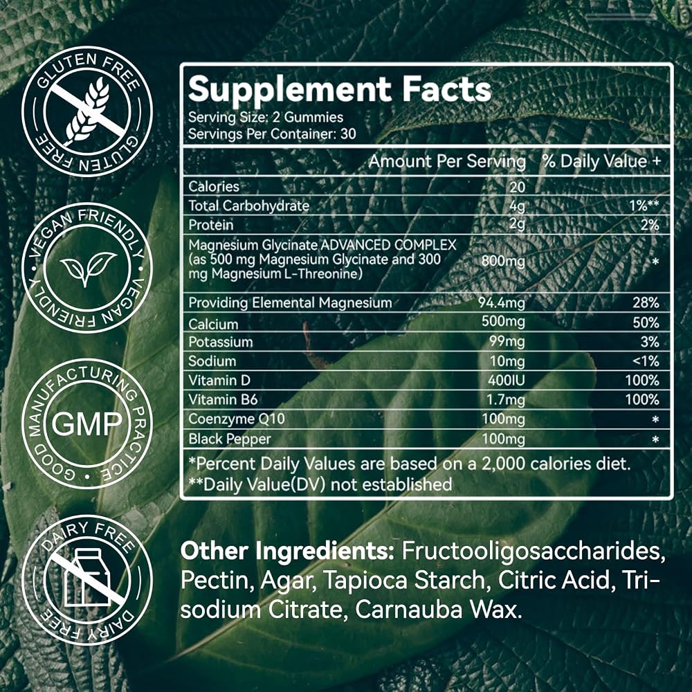 SmildeHeal Magnesium Glycinate Gummies 500mg with L-Threonate 300mg