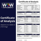 WOW Supplements Vitamin D3 5000 IU Softgels - 120 Count - image 8