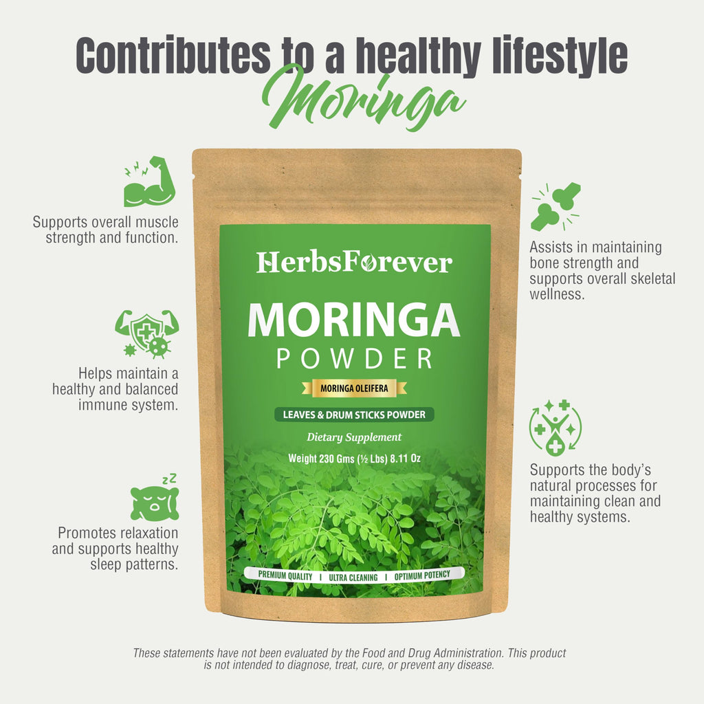 Herbsforever Moringa Oleifera Leaf Powder Supergreen - 230g - image 6