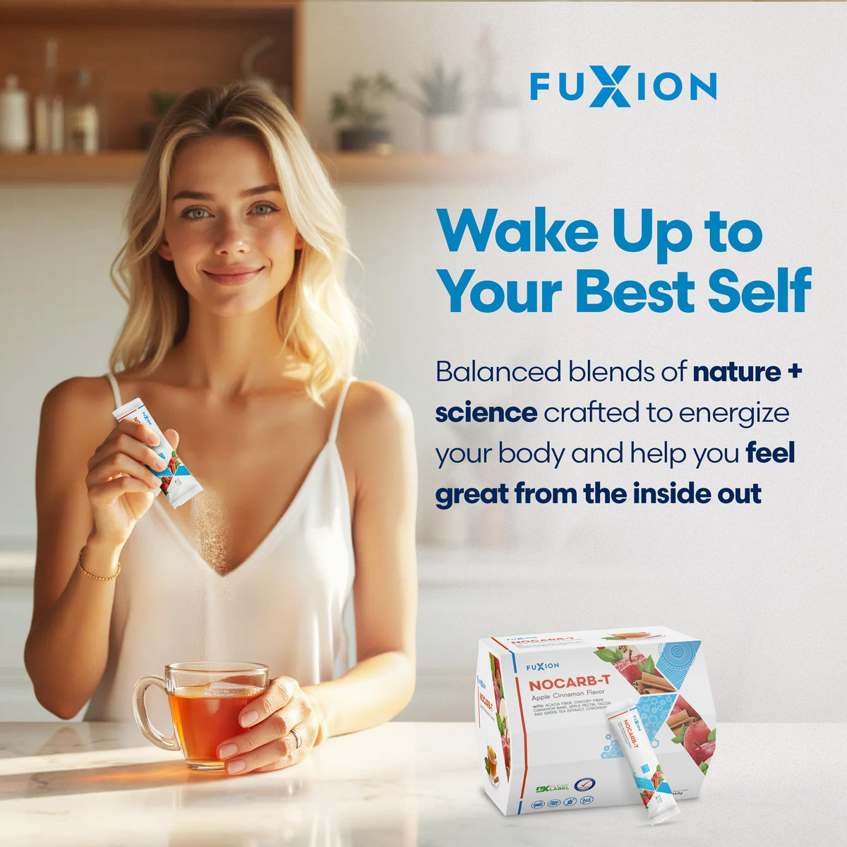 FuXion NoCarb-T Apple Cinnamon Tea Powder - 28 Sachets - image 4