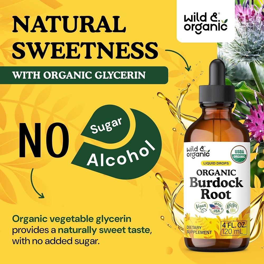 Wild & Organic Organic Burdock Root Tincture - Burdock Root Liquid