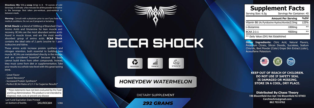 Chaos Theory BCAA Recovery Blend Watermelon - 10.3 oz - image 2