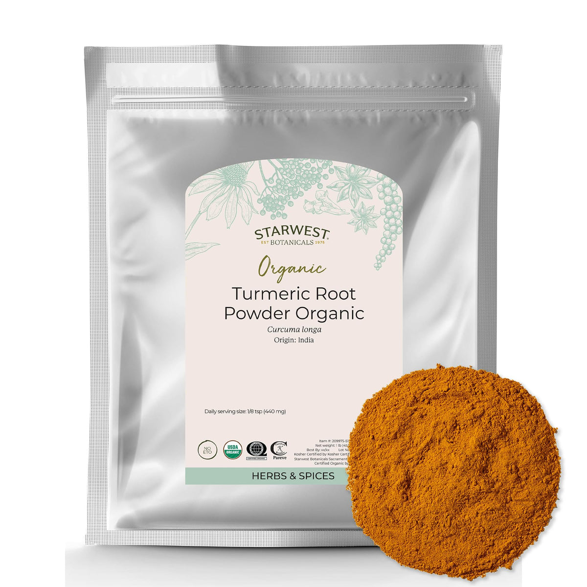 Starwest Botanicals Organic Ground Turmeric Root Powder - 1 lb