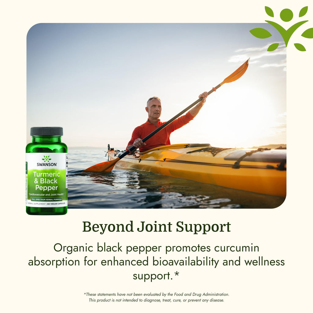 Swanson Organic Turmeric & Black Pepper Joint Health - 60 Vegetarian Capsules - image 5