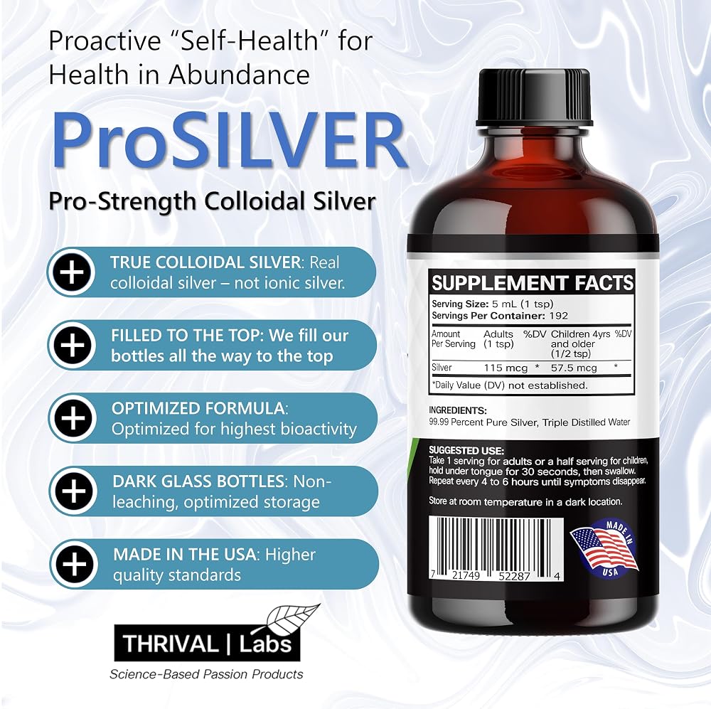 Thrival Labs ProSILVER Black Label Pure Colloidal Silver Liquid 30