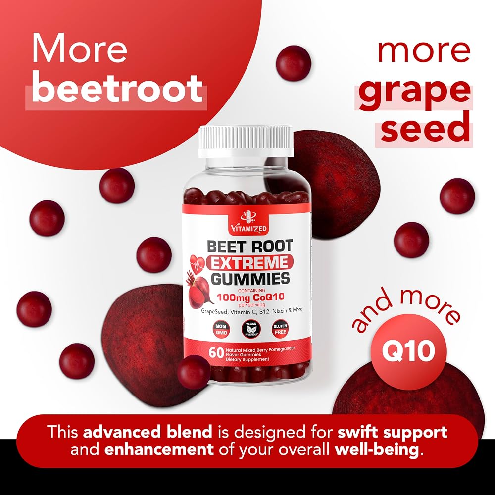 VITAMIZED Extreme Beetroot Formula COQ10 100mg Gummies - 60 Count - image 3