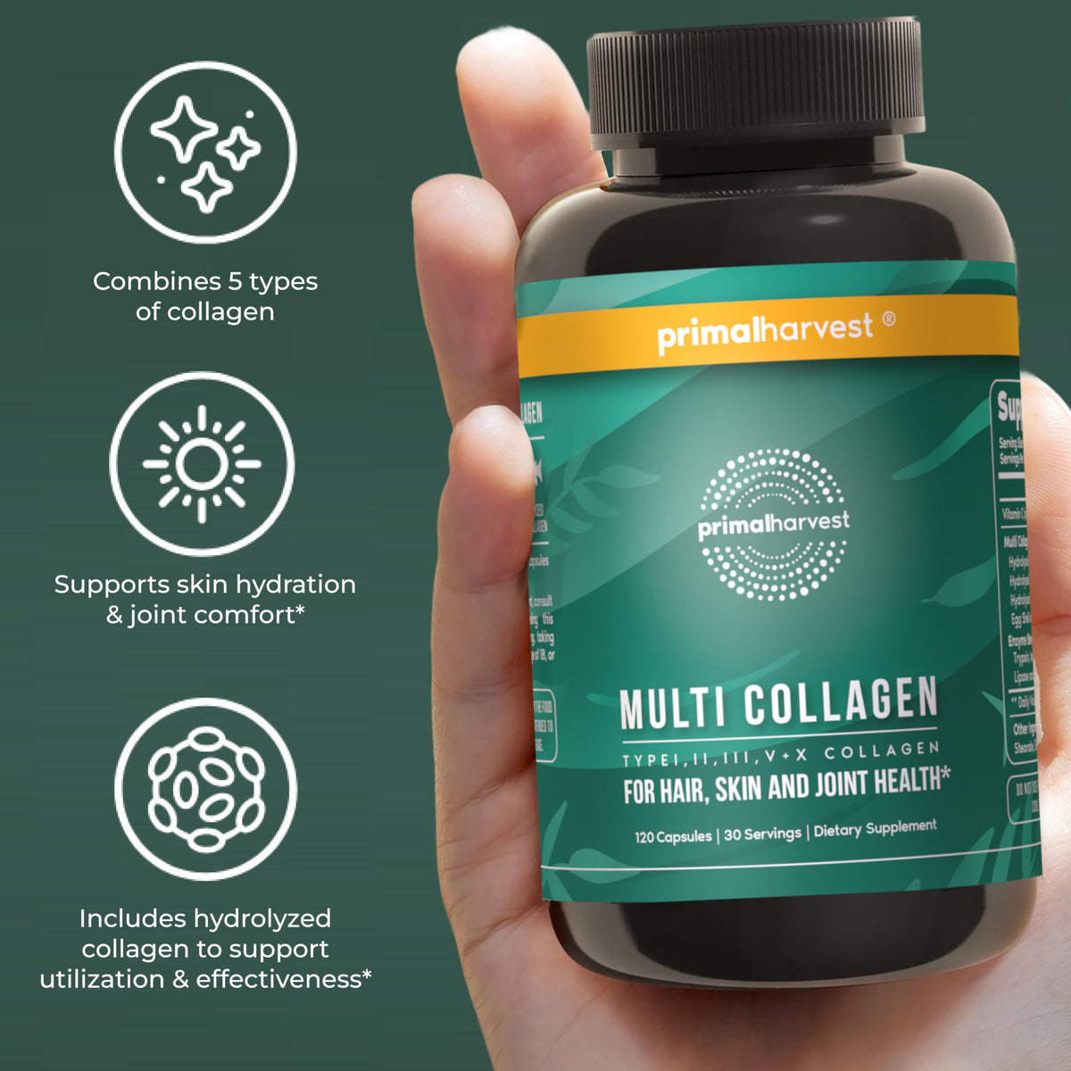 Primal Harvest Multi Collagen Daily Supplement - 120 Capsules - image 6