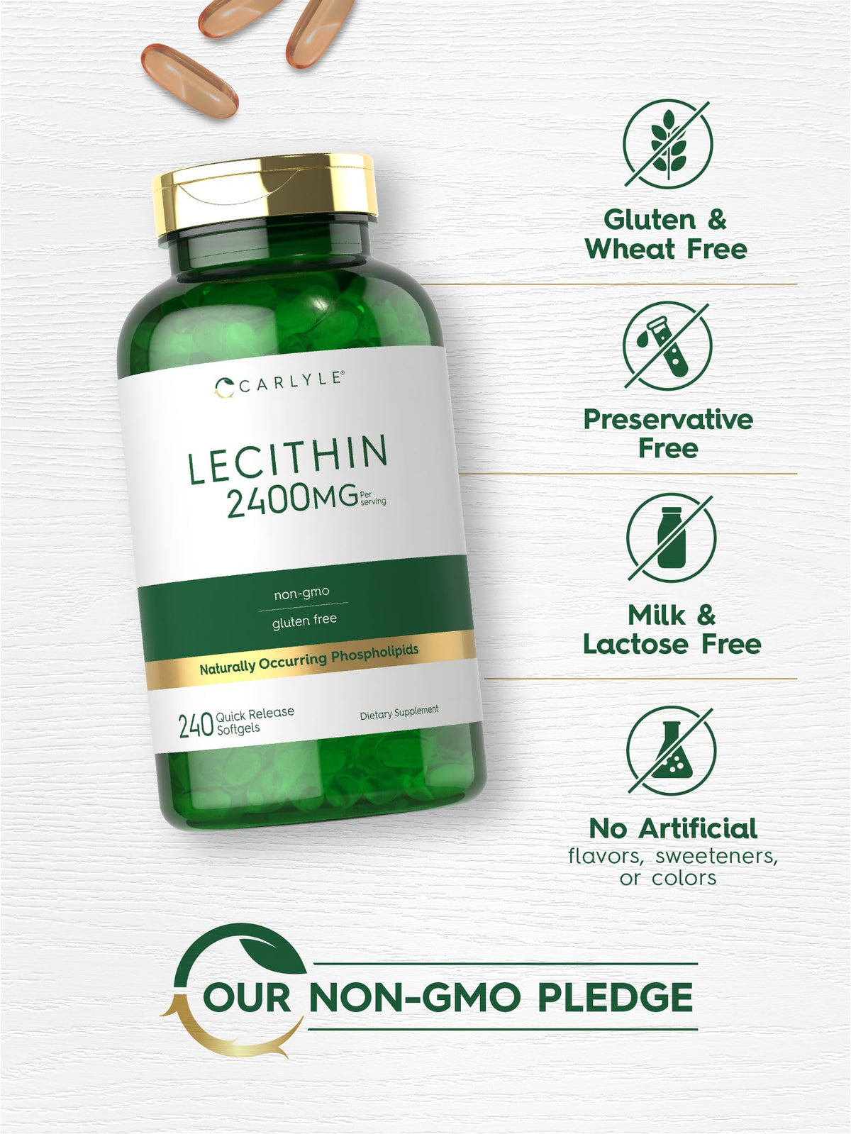 Carlyle Lecithin Soy Supplement 2400mg - 240 Softgels - image 4