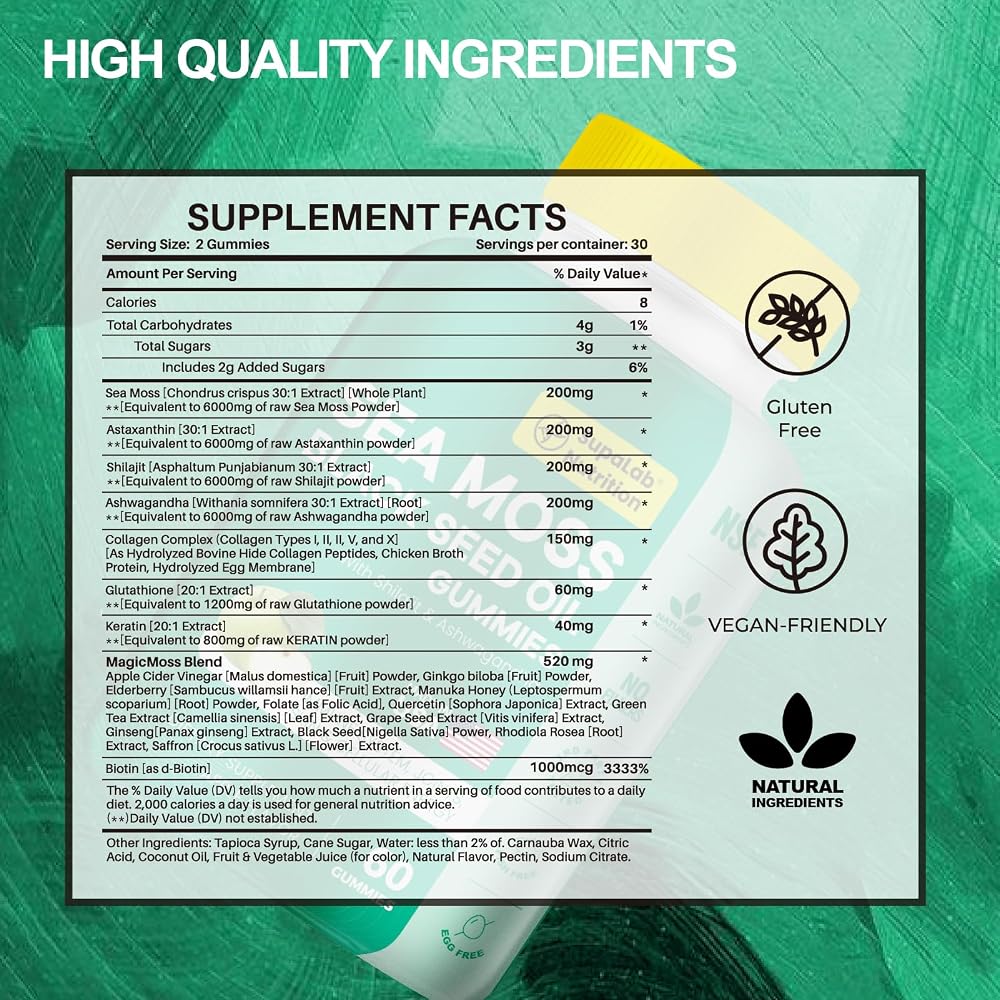 MEGNETA Sea Moss Gummies with Shilajit & Ashwagandha - 60 Gummies - image 2