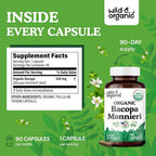 Wild & Organic Bacopa Monnieri 600 mg Brain Support - 90 Capsules - image 3