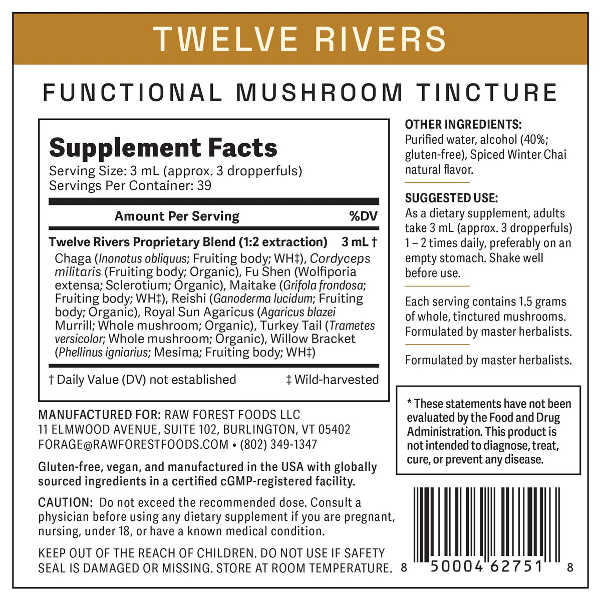 RAW Forest Foods Twelve Rivers Functional Mushroom Tincture - 4 Fl Oz - image 7