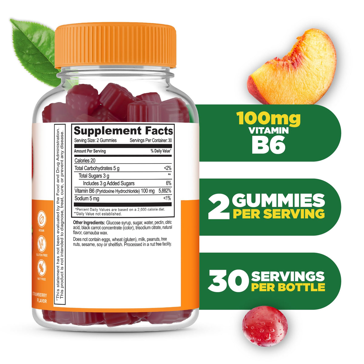 Lifeable Vitamin B6 Gummies High Potency 100 mg - 60 Count - image 2