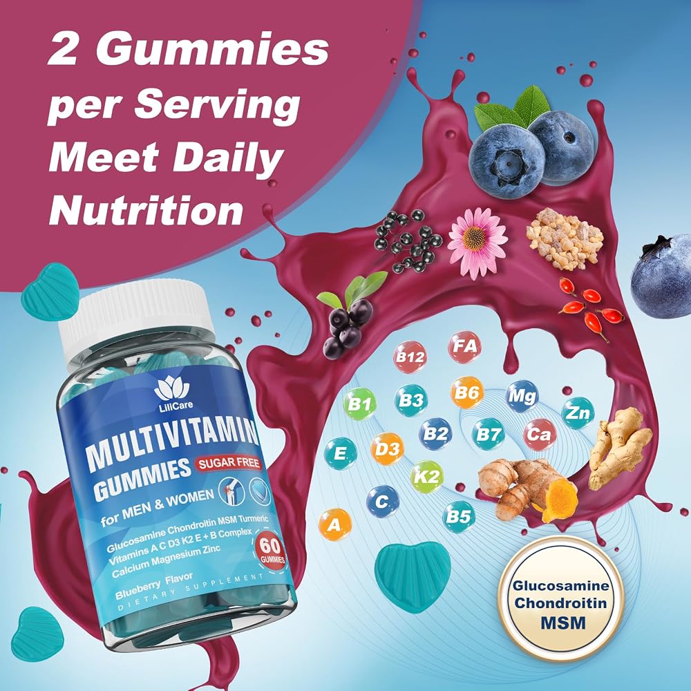 LILICARE Sugar Free Multivitamin Gummies for Men & Women 50