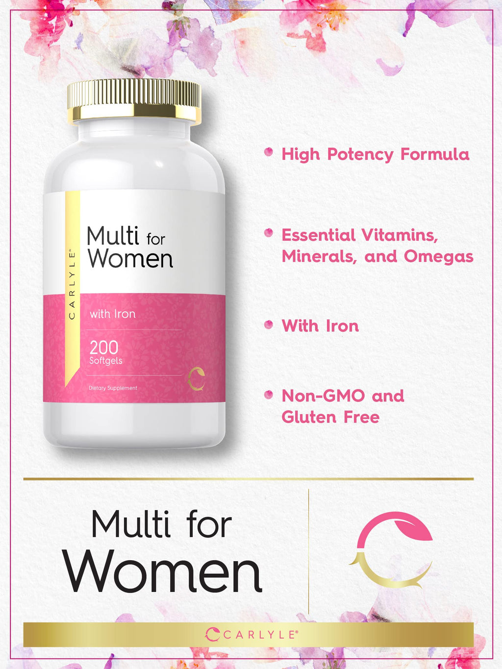 Carlyle Multivitamin for Women with Iron - 200 Softgels - image 3