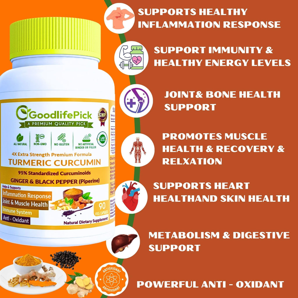 GoodlifePick Premium Turmeric Curcumin Capsules with Ginger & Black