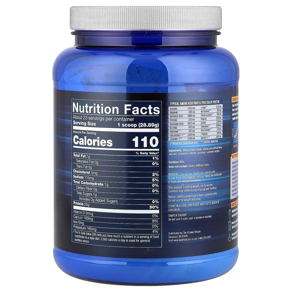 BodyTech Whey Protein Isolate Powder - 25 Grams of Protein per