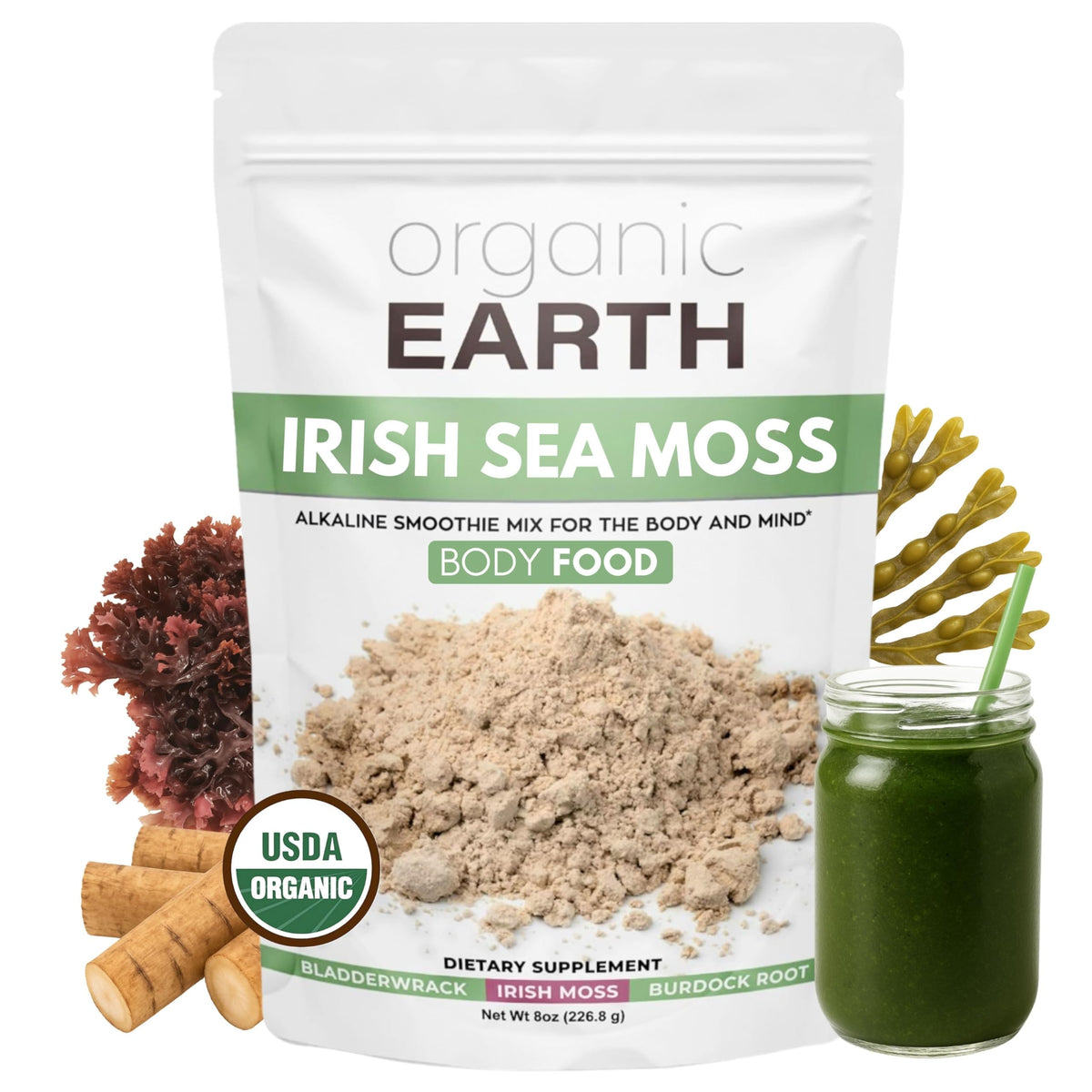 Organic Earth Irish Sea Moss Powder - 8 oz