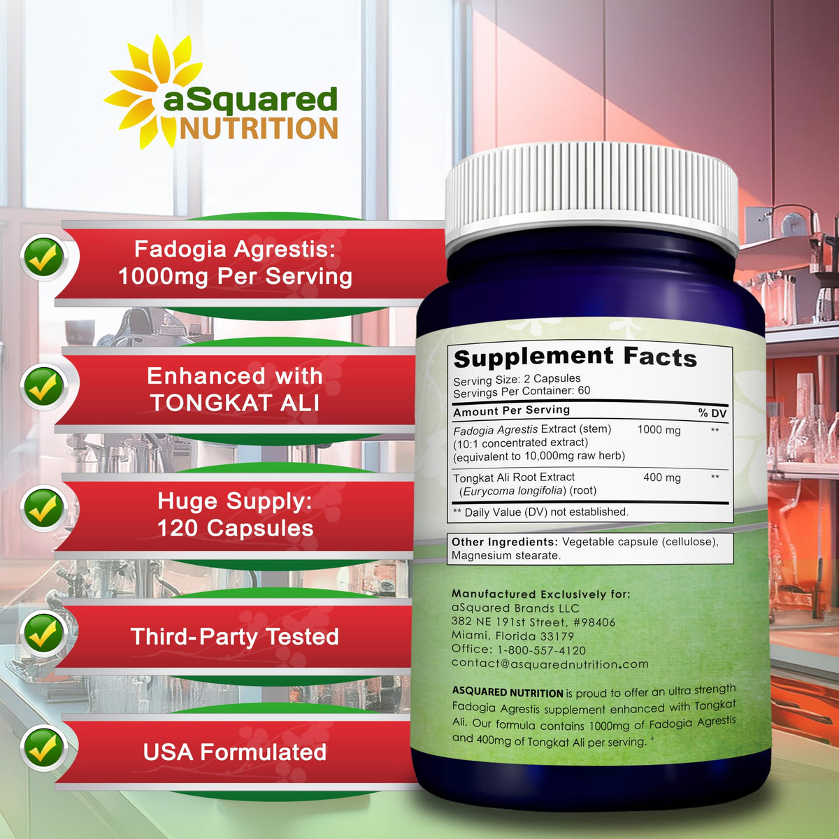 aSquared Nutrition Fadogia Agrestis with Tongkat Ali - 120 Capsules - image 5