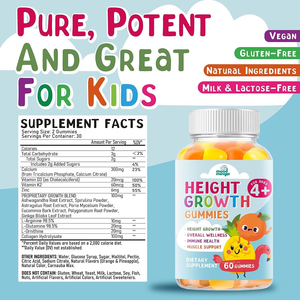 Mood Mingle Height Growth Gummies Supplement - 60 Gummies - image 2