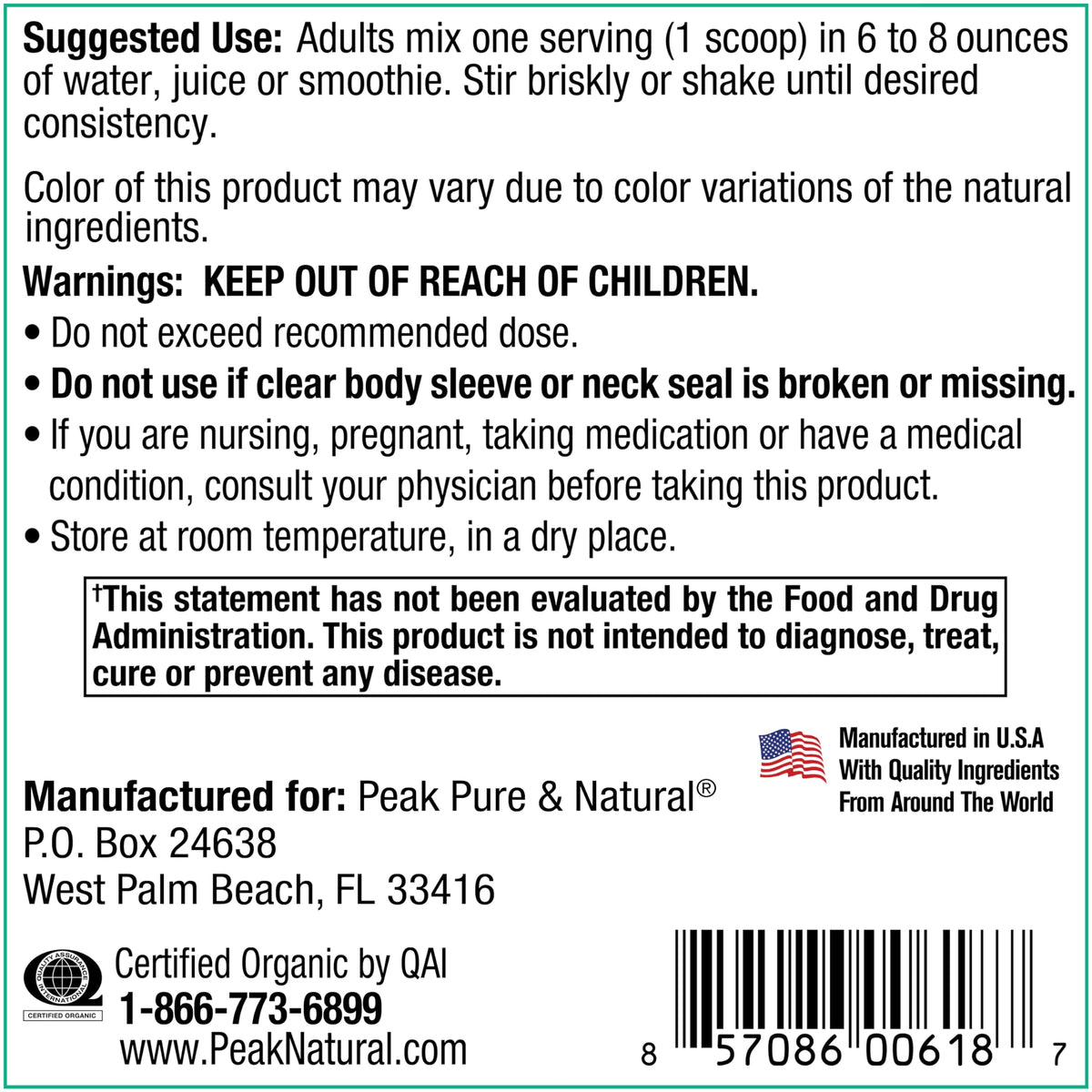 Peak Pure & Natural Greens Powder with Enzymes & Probiotics - 30 Servings - image 3