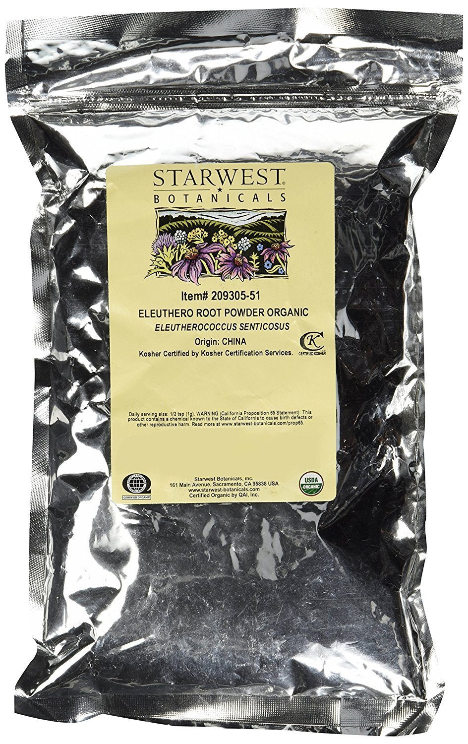 Starwest Botanicals Organic Eleuthero Root Powder - 1 lb