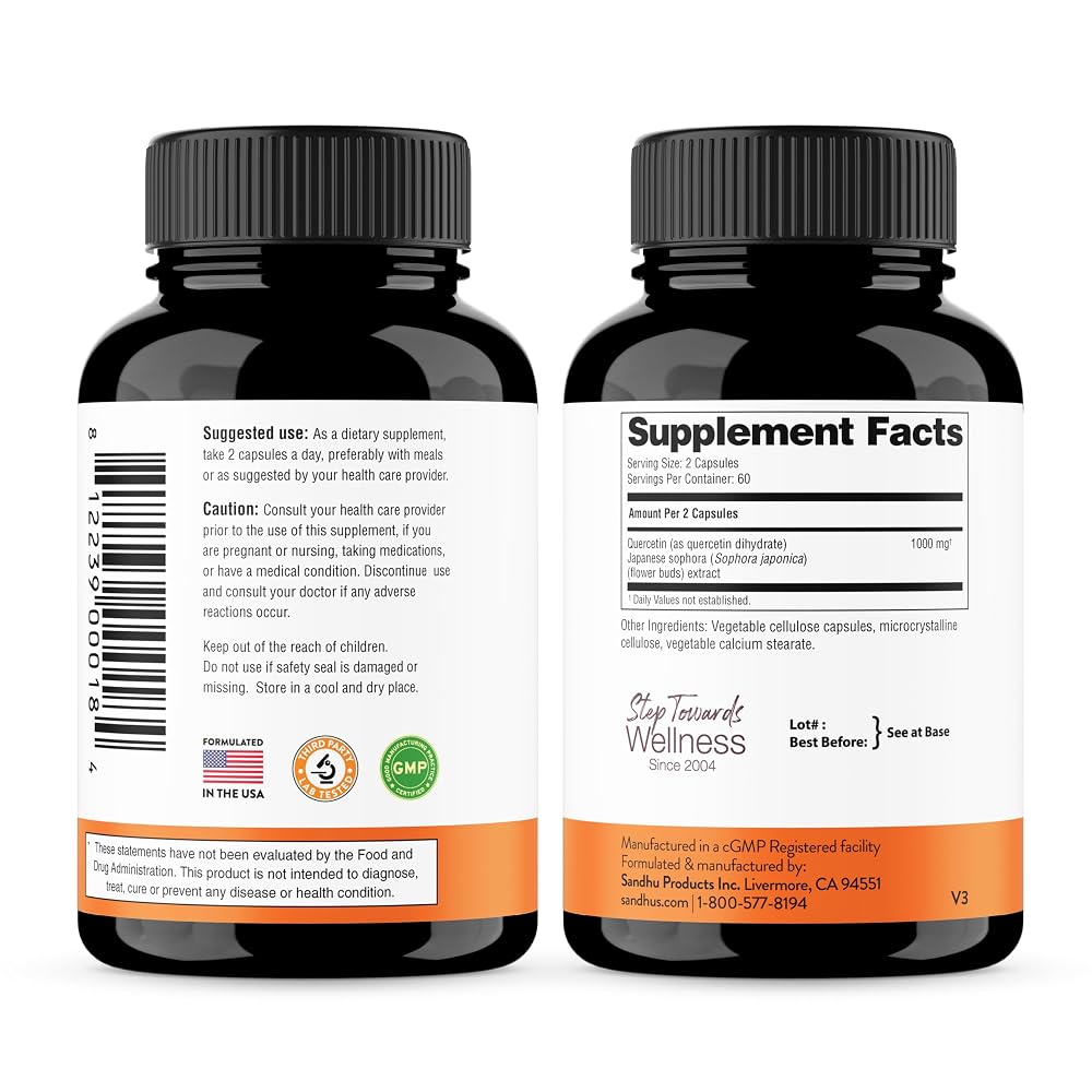 Sandhu's Quercetin 500mg Vegetarian Capsules