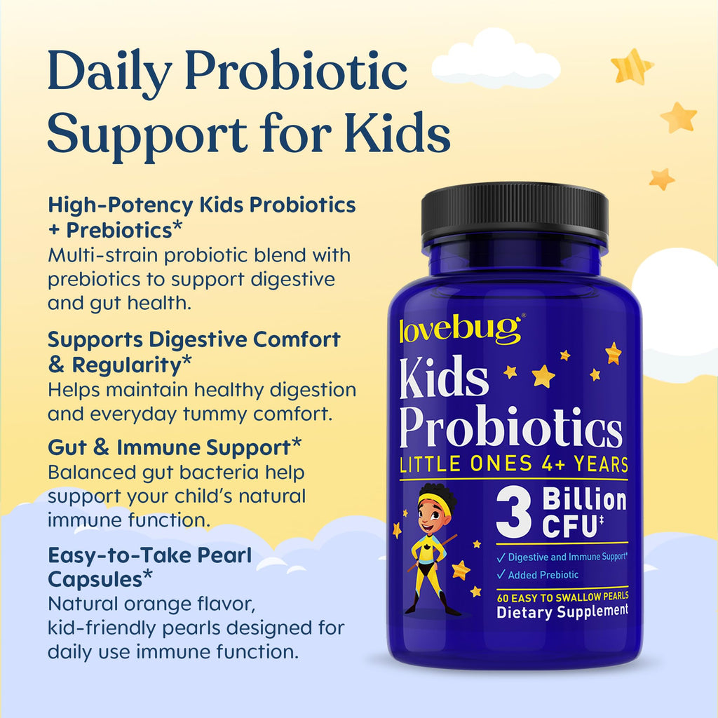 LOVEBUG Little Ones Kids Probiotics 3 Billion CFU - 120 Pearls - image 3