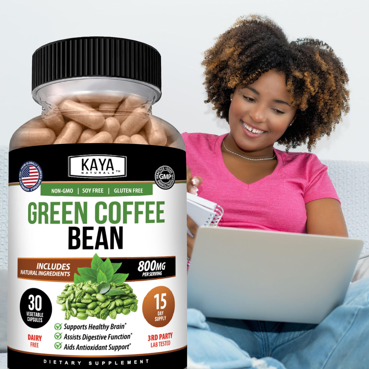 Kaya Naturals Green Coffee Bean Extract - 30 Vegetarian Capsules - image 9