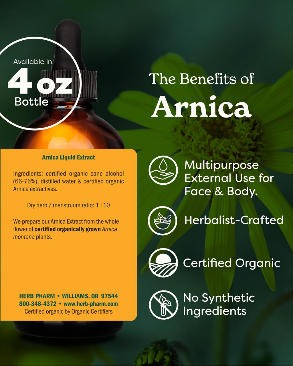 Herb Pharm Certified Organic Arnica Liquid Extract - 1 Fl Oz - image 2