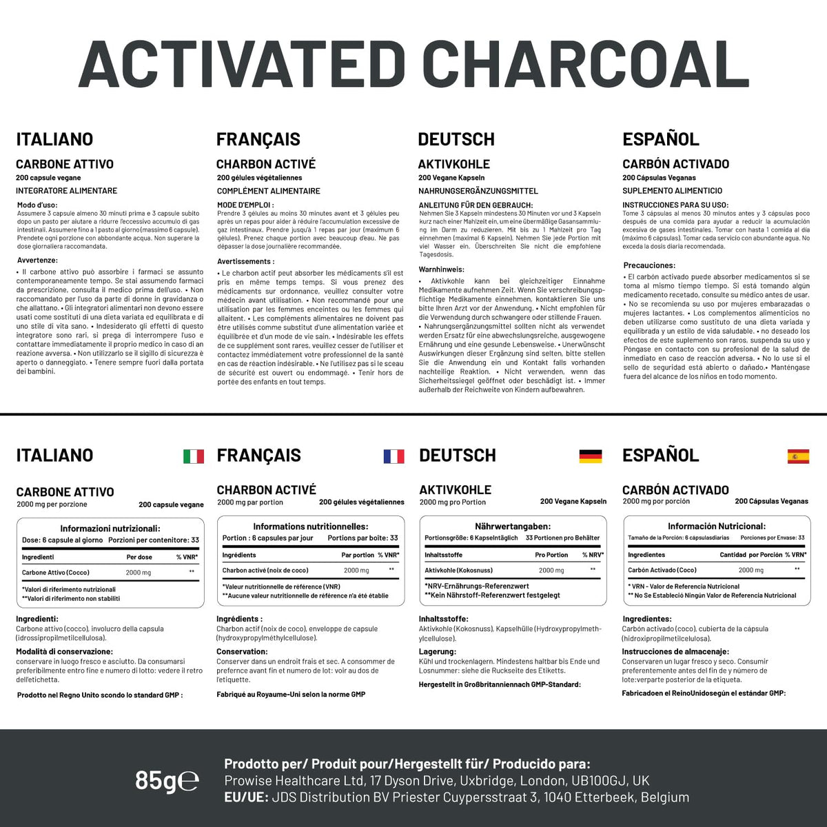 PH PROWISE Healthcare Activated Charcoal 2000mg - 200 Capsules - image 6
